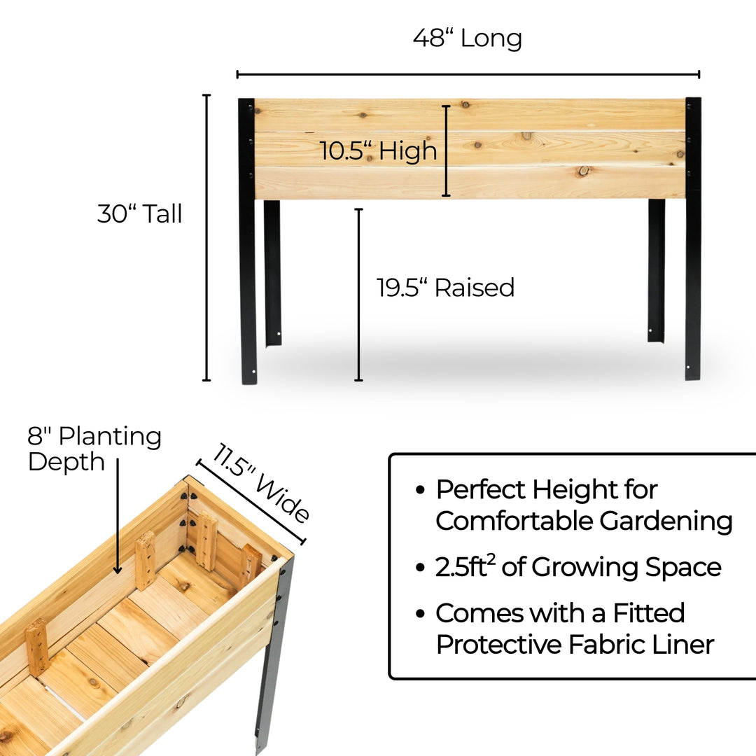 11.5″ x 48″ x 8″ Raised Garden Bed - 30" TALL / Select Grade