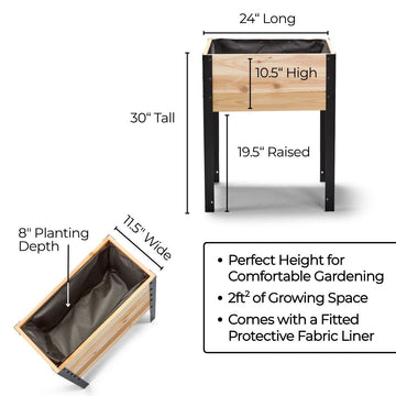 11.5″ x 24″ Shallow Root Raised Garden Bed - 30″ TALL / Garden Grade