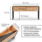 11.5″ x 60″ Shallow Root Raised Garden Bed - 30″ TALL / Select Grade