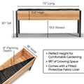 11.5″ x 72″ Shallow Root Raised Garden Bed - 30″ TALL / Garden Grade