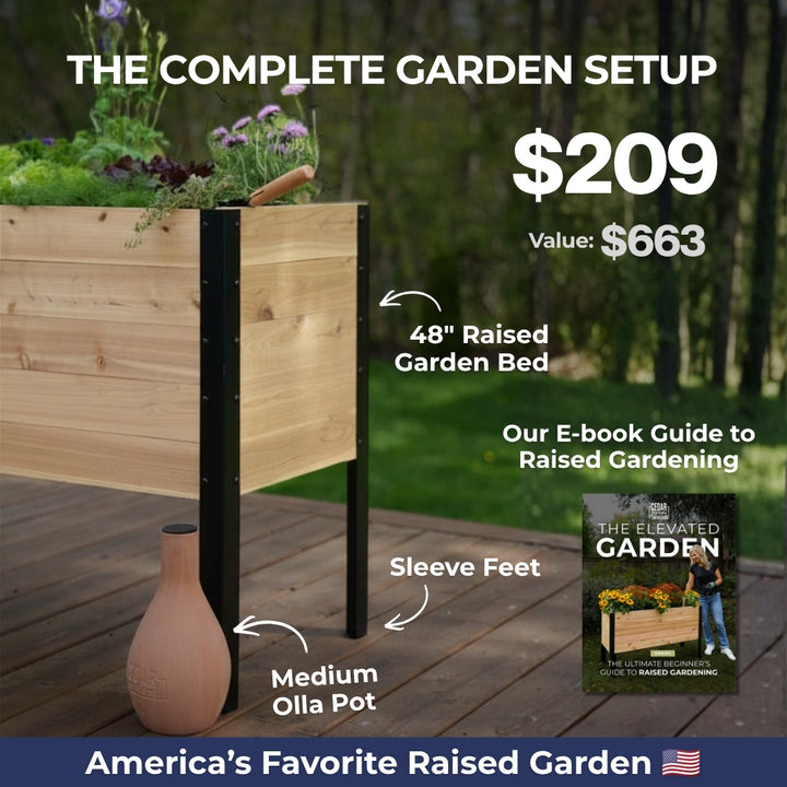 18" x 48" Raised Garden Bed + Sleeve Feet + Olla Pot + E-Book - Bundle