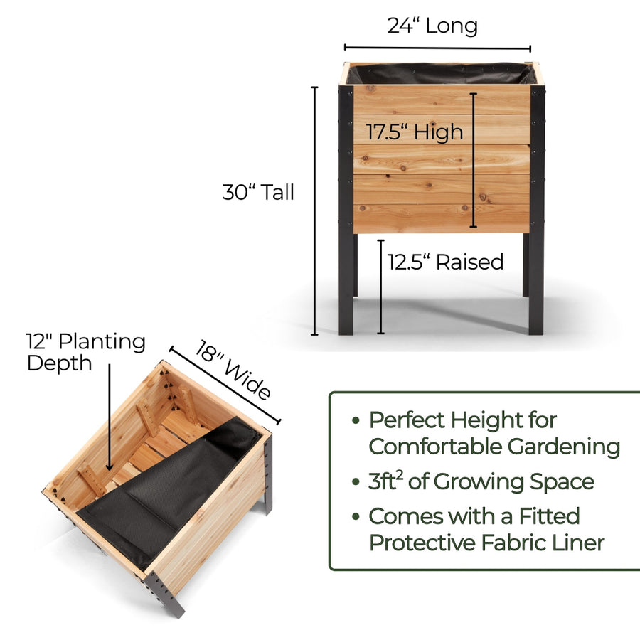18″ x 24″ Deep Root Raised Garden Bed - 30″ TALL / Select Grade