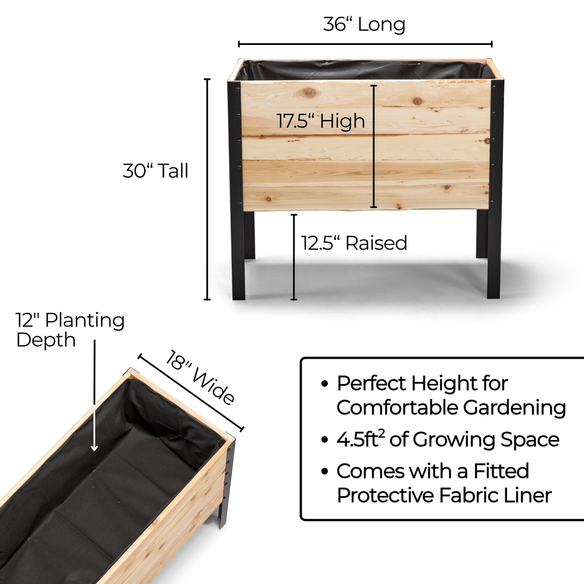 18″ x 36″ Deep Root Raised Garden Bed - 30″ TALL / Garden Grade