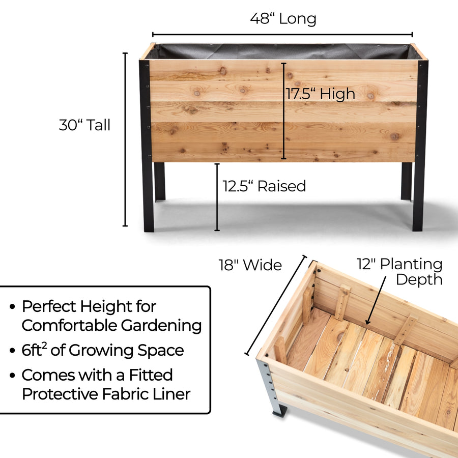 Garden Riser Dimensions 18″ x 48″ Deep Root Raised Garden Bed - 30″ TALL / Garden Grade – Cedar ...