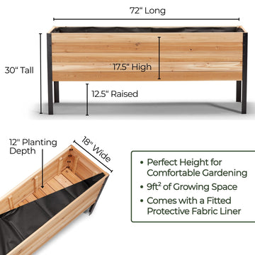 18″ x 72″ Deep Root Raised Garden Bed - 30″ TALL / Select Grade