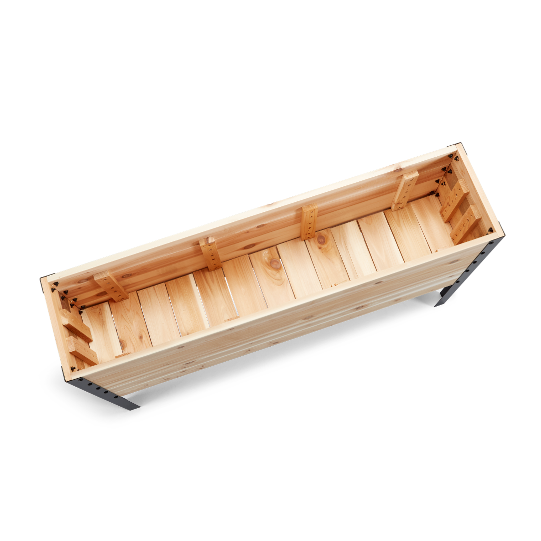 Wooden planter box on a white background