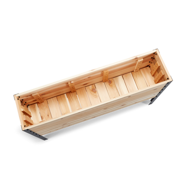 Wooden planter box on a white background
