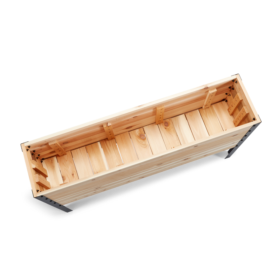 Wooden planter box on a white background