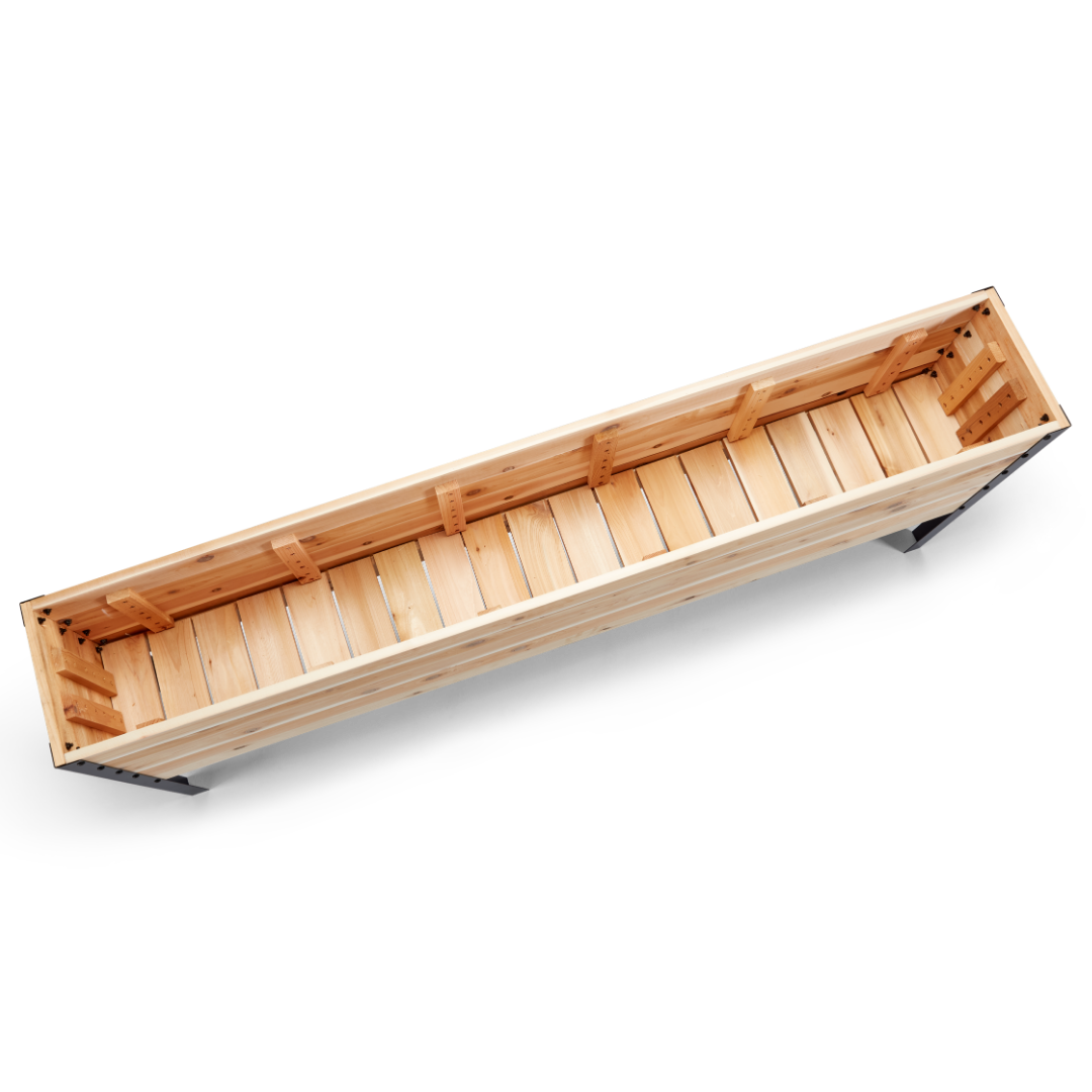 Wooden planter box on a white background