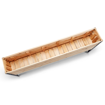 Wooden planter box on a white background