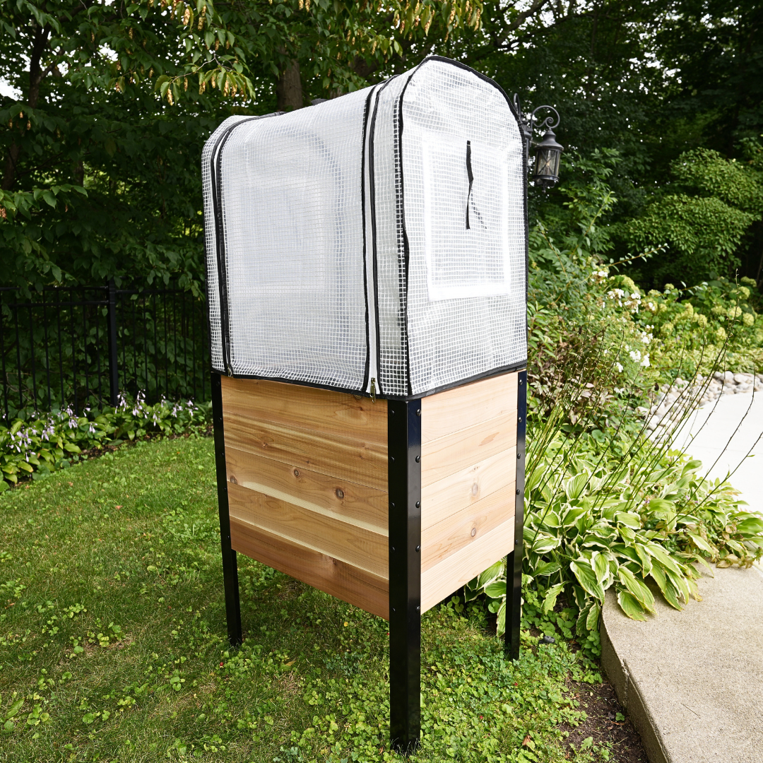 Greenhouse Cover – rectangular cedar planter box for outdoor and garden use