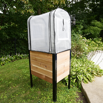 Greenhouse Cover – rectangular cedar planter box for outdoor and garden use