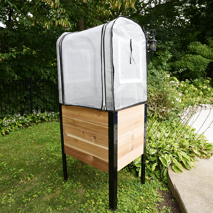 Greenhouse Cover – rectangular cedar planter box for outdoor and garden use