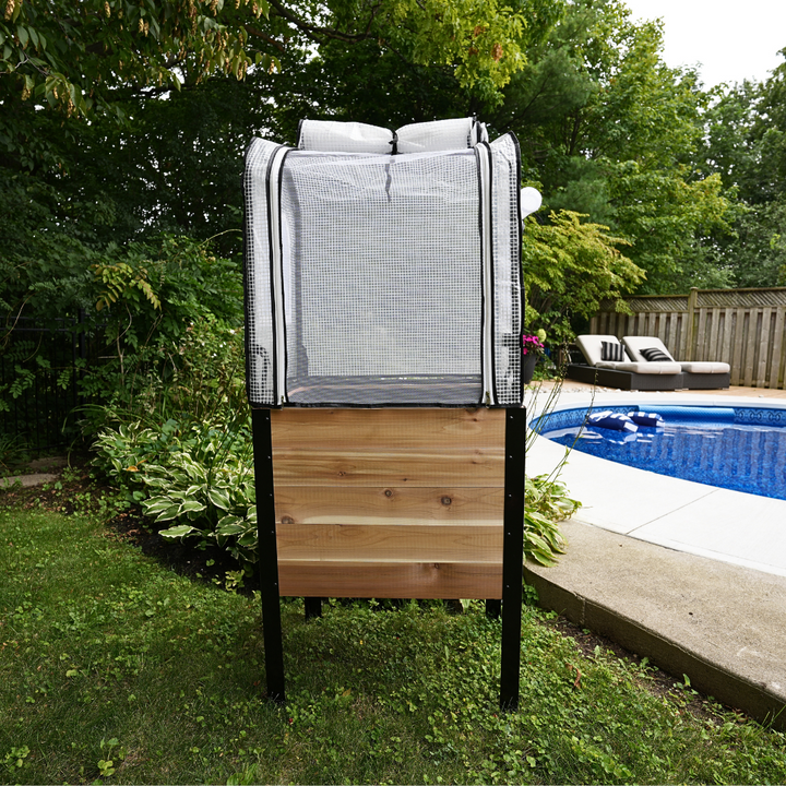 Greenhouse Cover – rectangular cedar planter box for outdoor and garden use