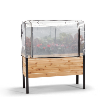 Greenhouse Cover – rectangular cedar planter box for outdoor and garden use