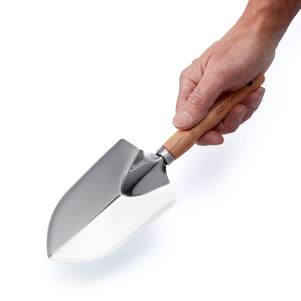 Trowel (Garden Hand Shovel) – rectangular cedar planter box for outdoor and garden use