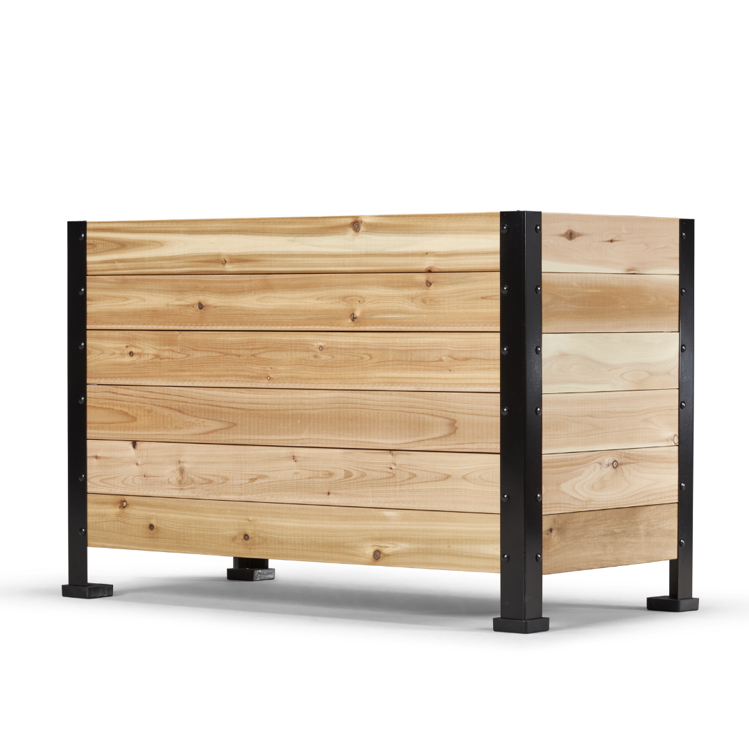 Platform Feet – rectangular cedar planter box for outdoor and garden use