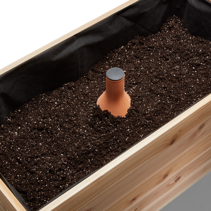 Self-Watering Clay Olla Pot – rectangular cedar planter box for outdoor and garden use