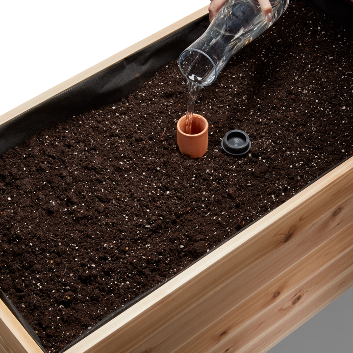 Self-Watering Clay Olla Pot – rectangular cedar planter box for outdoor and garden use