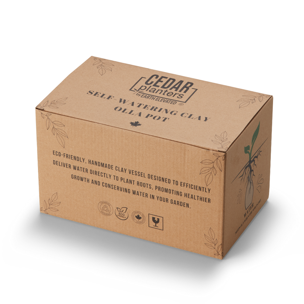 Self-Watering Clay Olla Pot – rectangular cedar planter box for outdoor and garden use