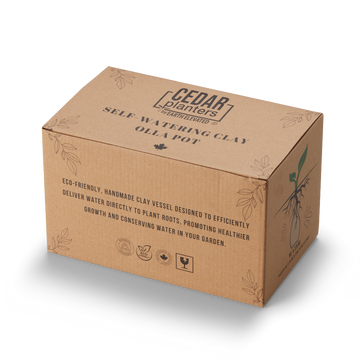 Self-Watering Clay Olla Pot – rectangular cedar planter box for outdoor and garden use