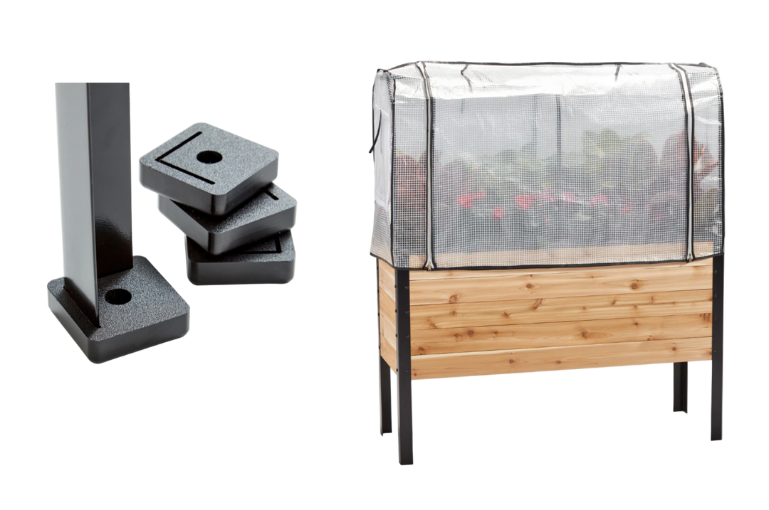 Platform Feet Set + Greenhouse – rectangular cedar planter box for outdoor and garden use