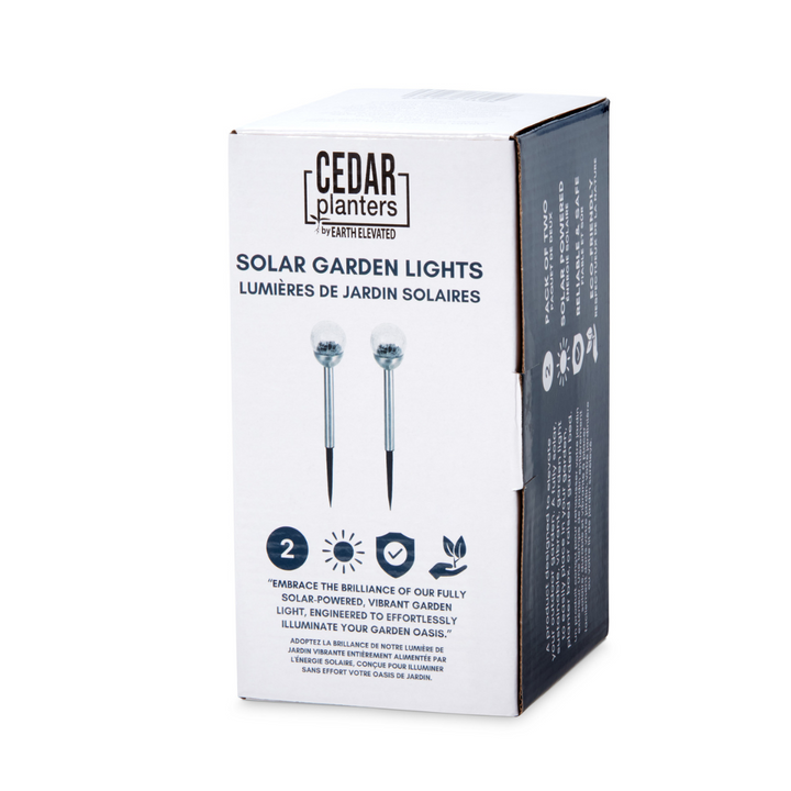 Solar Globe Garden Light – rectangular cedar planter box for outdoor and garden use