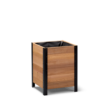 18x18 Elevated Grade cedar planter box, dark cedar finish