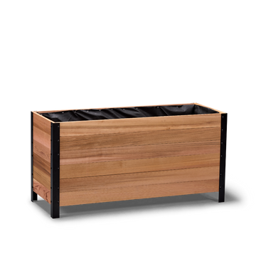 18x48 Elevated Grade cedar planter box, dark cedar finish