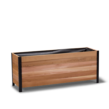 18x60 Elevated Grade cedar planter box, dark cedar finish