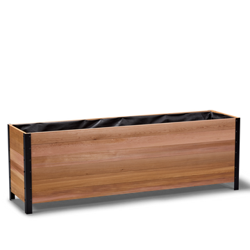 18x72 Elevated Grade cedar planter box, dark cedar finish