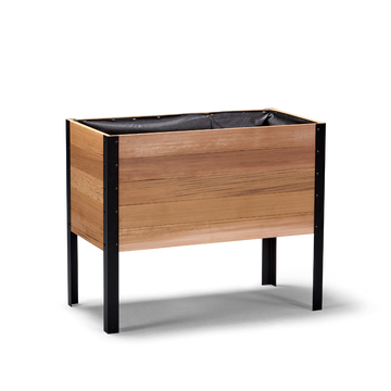 18x36 Elevated Grade cedar raised garden bed, dark cedar finish