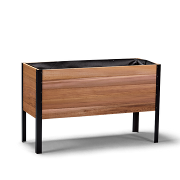 18x48 Elevated Grade cedar raised garden bed, dark cedar finish