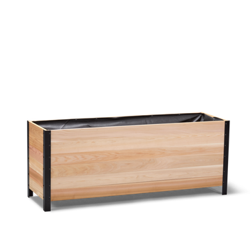 18x60 Elevated Grade cedar planter box, light cedar finish