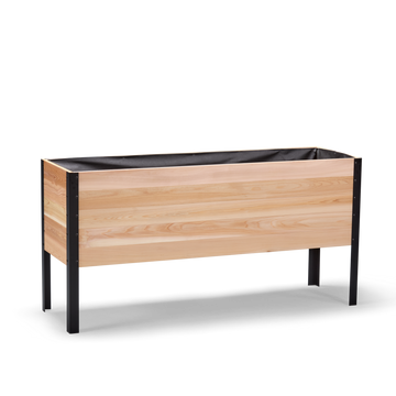 18x60 Elevated Grade cedar raised garden bed, light cedar finish